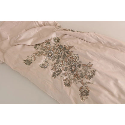 Dolce & Gabbana Beige Sequined Flower Flare Ball Gown Dress Dolce & Gabbana