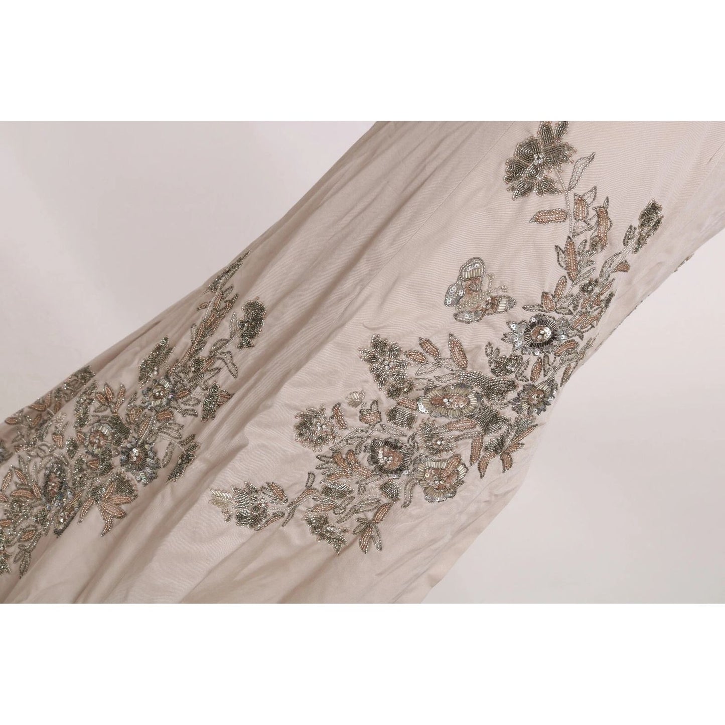 Dolce & Gabbana Beige Sequined Flower Flare Ball Gown Dress Dolce & Gabbana