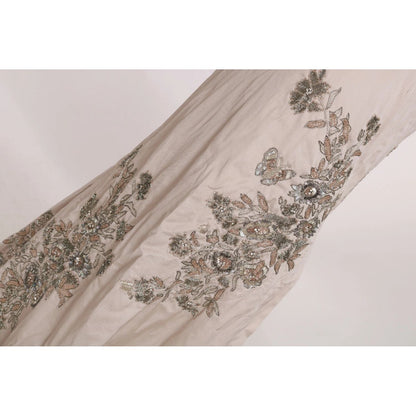 Dolce & Gabbana Beige Sequined Flower Flare Ball Gown Dress Dolce & Gabbana