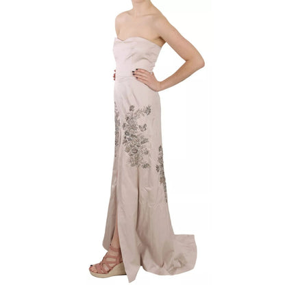 Dolce & Gabbana Beige Sequined Flower Flare Ball Gown Dress Dolce & Gabbana