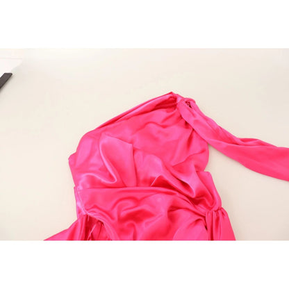 Dolce & Gabbana Pink Sheath Silk Bow Open Shoulder Dress Dolce & Gabbana