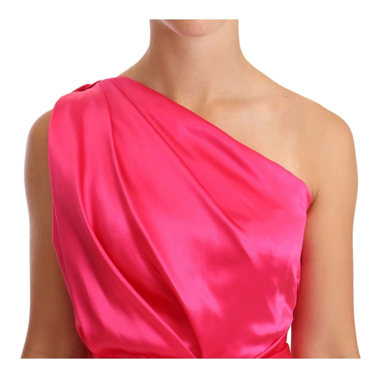 Dolce & Gabbana Pink Sheath Silk Bow Open Shoulder Dress Dolce & Gabbana