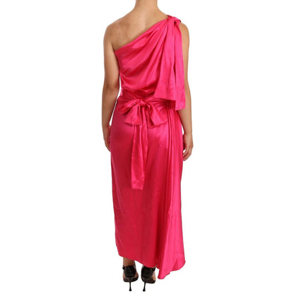 Dolce & Gabbana Pink Sheath Silk Bow Open Shoulder Dress Dolce & Gabbana