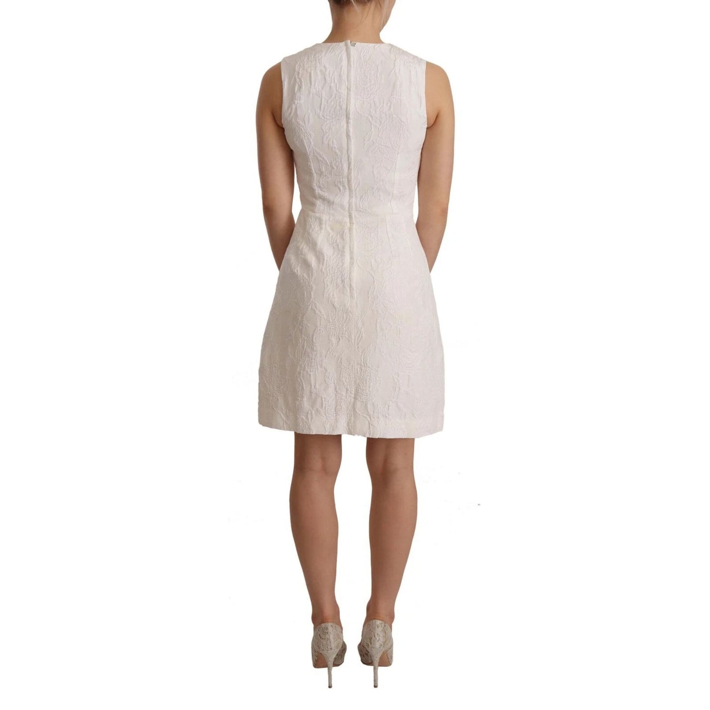 Dolce & Gabbana White Floral Sleeveless Sheath Mini Dress Dolce & Gabbana