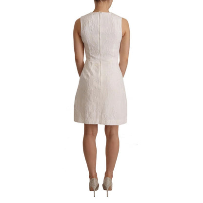 Dolce & Gabbana White Floral Sleeveless Sheath Mini Dress Dolce & Gabbana
