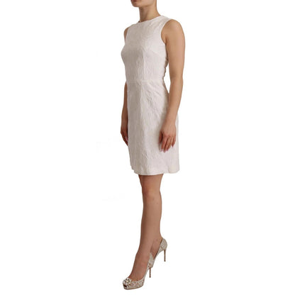 Dolce & Gabbana White Floral Sleeveless Sheath Mini Dress Dolce & Gabbana