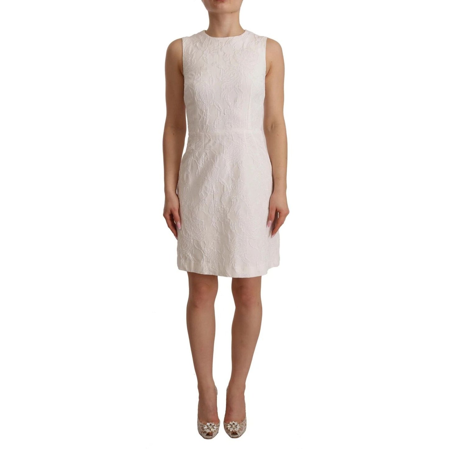Dolce & Gabbana White Floral Sleeveless Sheath Mini Dress Dolce & Gabbana