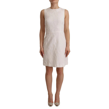 Dolce & Gabbana White Floral Sleeveless Sheath Mini Dress Dolce & Gabbana