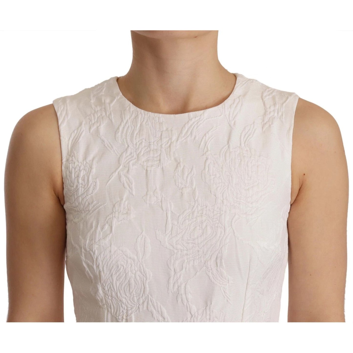 Dolce & Gabbana White Floral Sleeveless Sheath Mini Dress Dolce & Gabbana