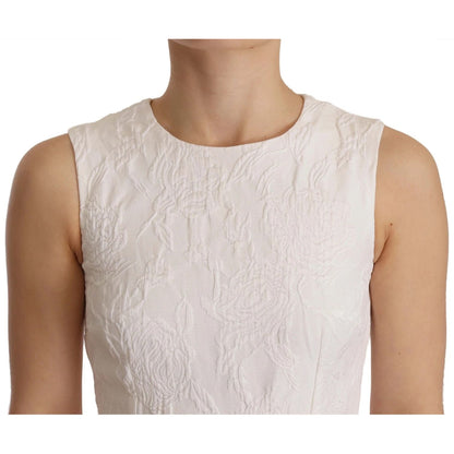 Dolce & Gabbana White Floral Sleeveless Sheath Mini Dress Dolce & Gabbana