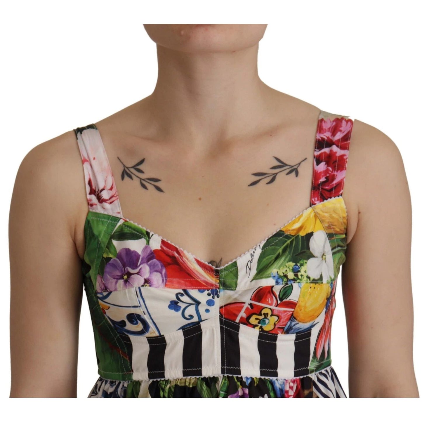 Dolce & Gabbana Multicolor Poplin Floral Mini Flared Dress Dolce & Gabbana