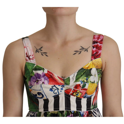Dolce & Gabbana Multicolor Poplin Floral Mini Flared Dress Dolce & Gabbana