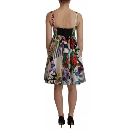 Dolce & Gabbana Multicolor Poplin Floral Mini Flared Dress Dolce & Gabbana