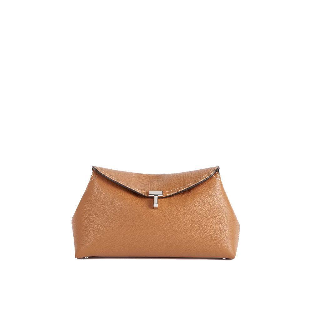 TOTEME T-Lock grained-leather clutch Bag TO-8894818910420