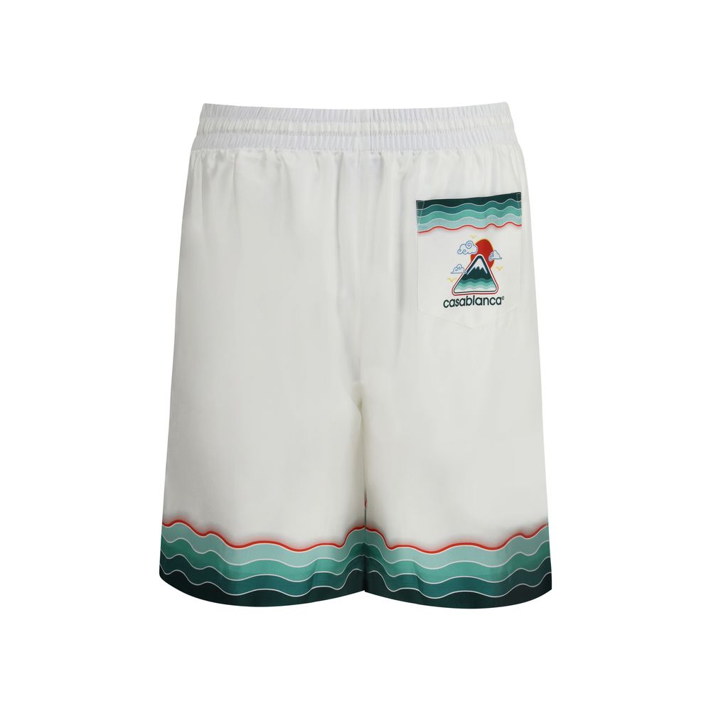 Casablanca White Silk Bermuda Shorts Casablanca