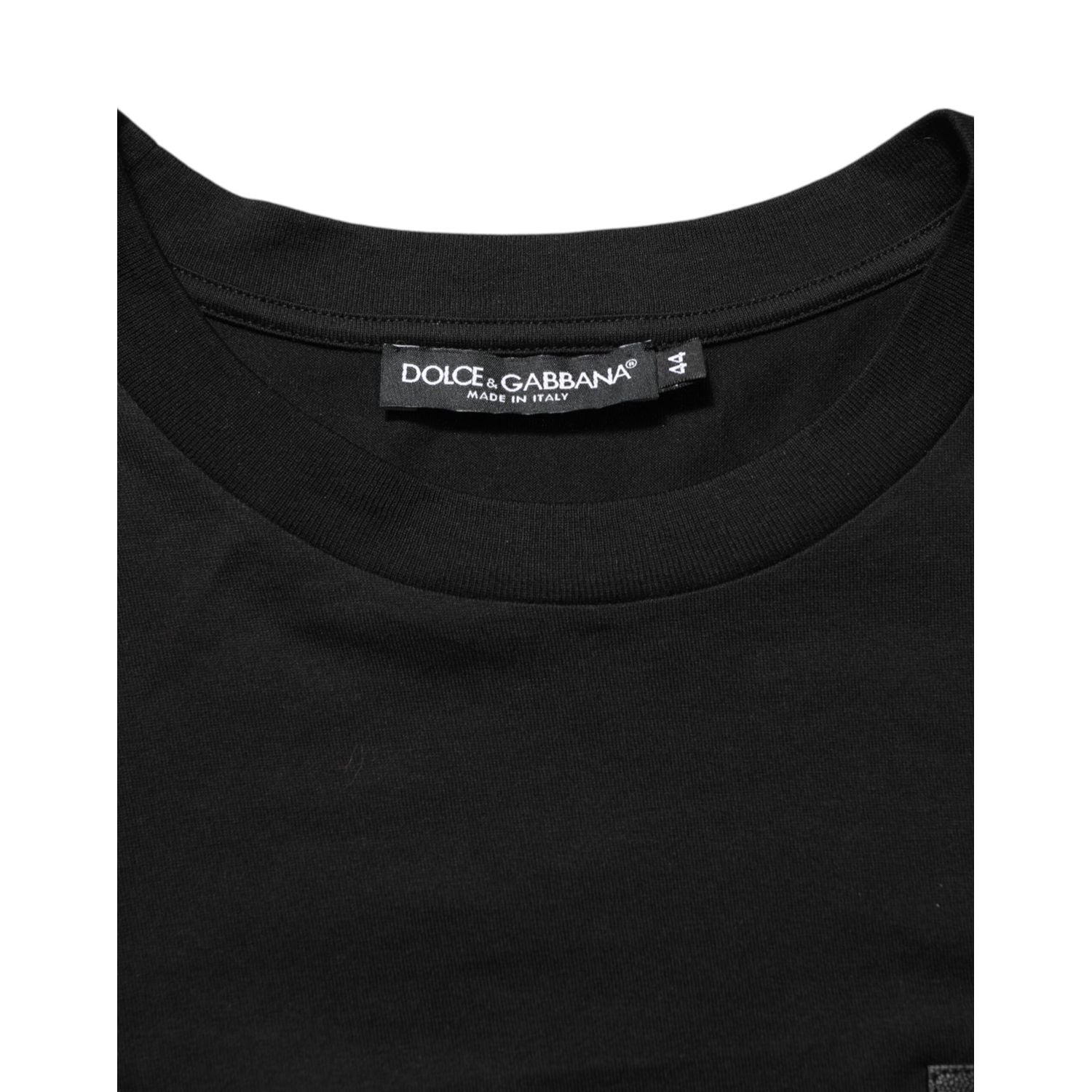 Dolce & Gabbana Black Logo Plaque Cotton Crew Neck T-shirt