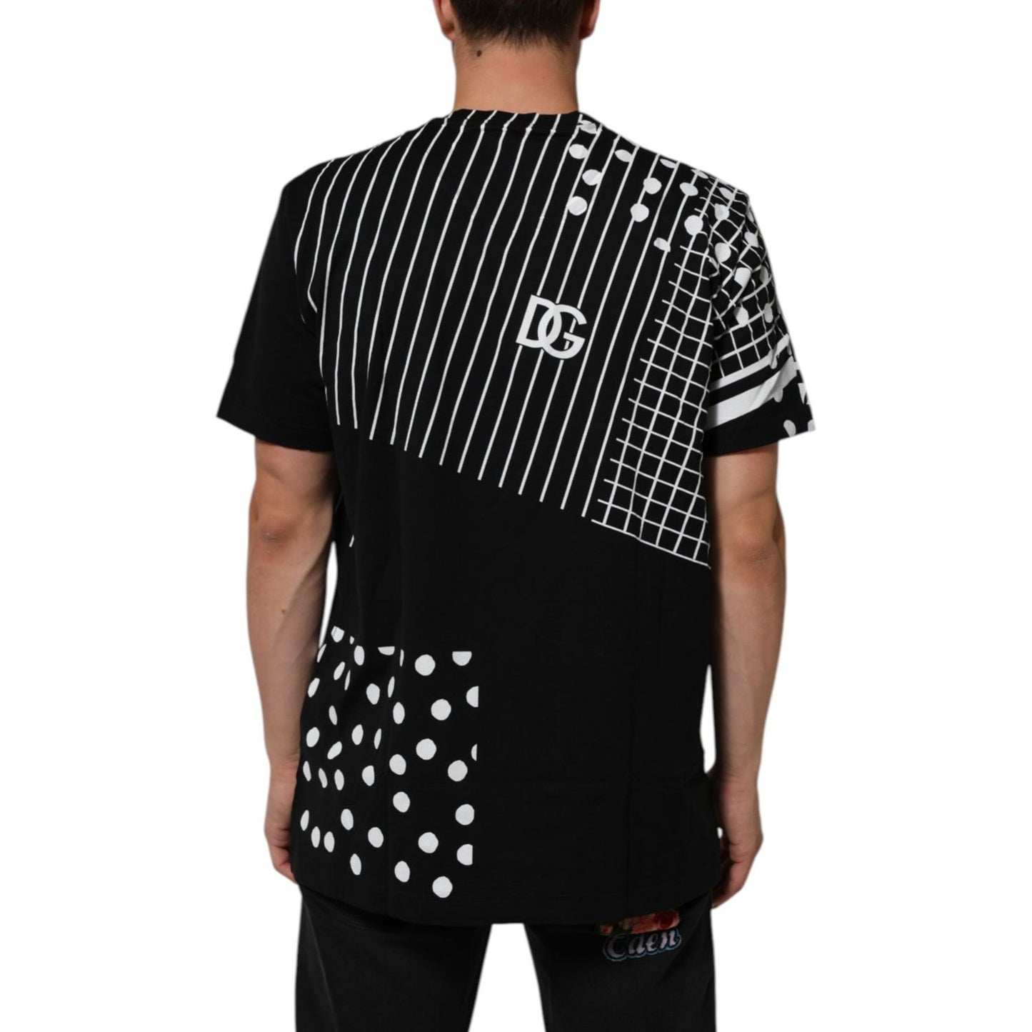 Dolce & Gabbana Black Cotton Polka Dots Round Neck T-shirt