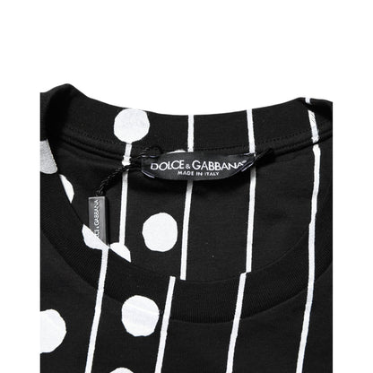 Dolce & Gabbana Black Cotton Polka Dots Round Neck T-shirt