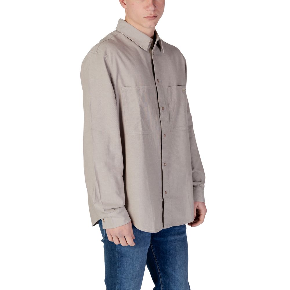 Calvin Klein Jeans Beige Recycled Cotton Shirt Calvin Klein Jeans