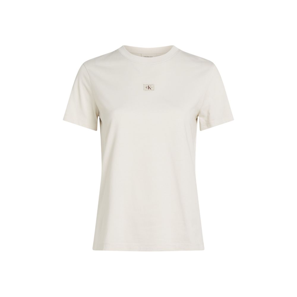 Calvin Klein Jeans Beige Recycled Cotton T-Shirt Calvin Klein Jeans