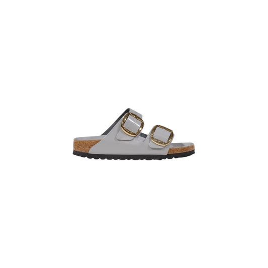 Birkenstock Gray Leather Slippers 1728,71956299936,Birkenstock,EU36/US6,EU38/US8,EU40/US10,Gray,New with tags,Sandals - Shoes,Shoes,Slippers - Sandals - Shoes,Women