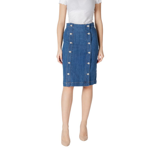 ICHI Blue Cotton Long Skirt 1728,71956299936,Blue,Clothing,ICHI,IT40|S,IT44|L,Long - Skirts - Clothing,New with tags,Skirts - Clothing,Women