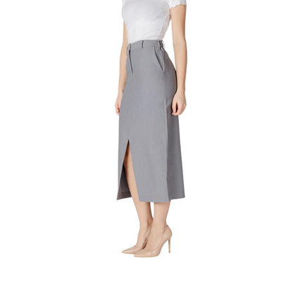 ICHI Gray Polyester Long Skirt 1728,34 | XXS,71956299936,Clothing,Gray,ICHI,IT38|XS,IT40|S,IT42|M,IT44|L,Long - Skirts - Clothing,New with tags,Skirts - Clothing,Women