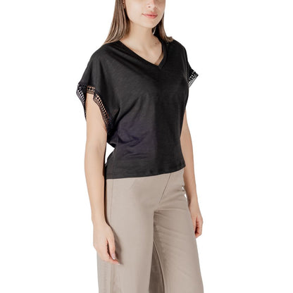 ICHI Black Cotton T-Shirt