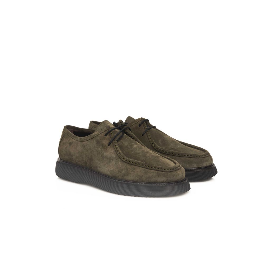 Cerruti 1881 Green Calfskin Men Derby Shoe