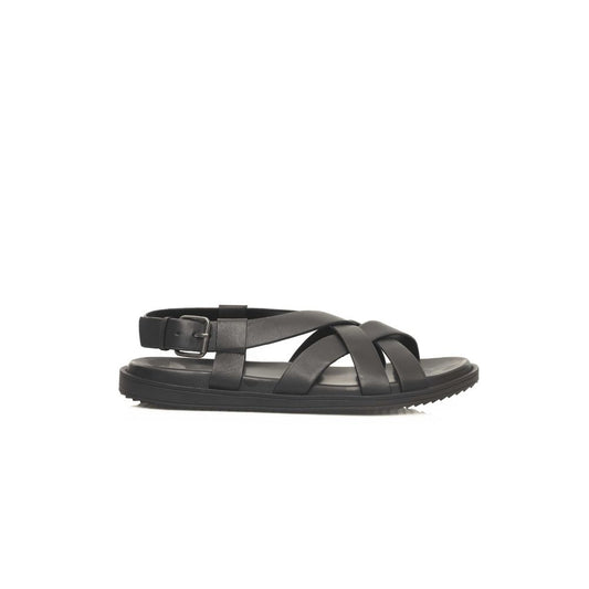 Cerruti 1881 Black Leather Men Sandal Cerruti 1881