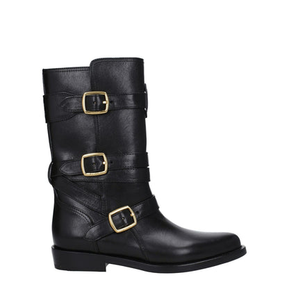Celine Black Leather Flat Boots
