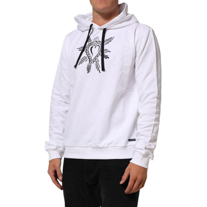 Dolce & Gabbana White Sacred Heart Hooded Sweatshirt Sweater