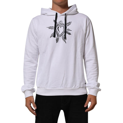 Dolce & Gabbana White Sacred Heart Hooded Sweatshirt Sweater