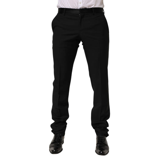 Dolce & Gabbana Black Wool Formal Dress Men Trouser Pants