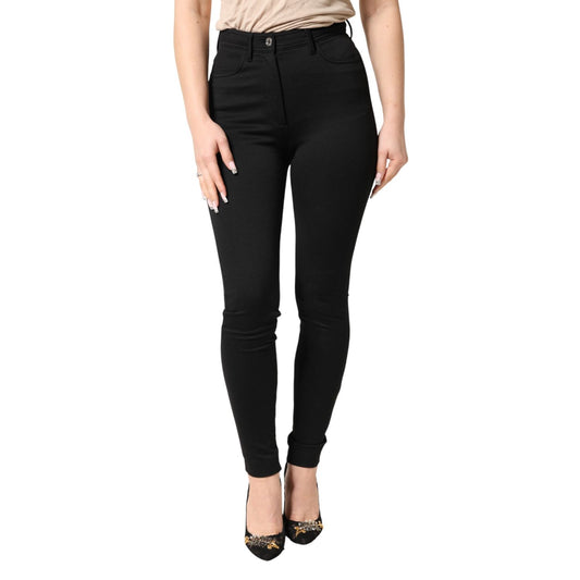 Dolce & Gabbana Black Nylon Stretch Skinny High Waist Pants
