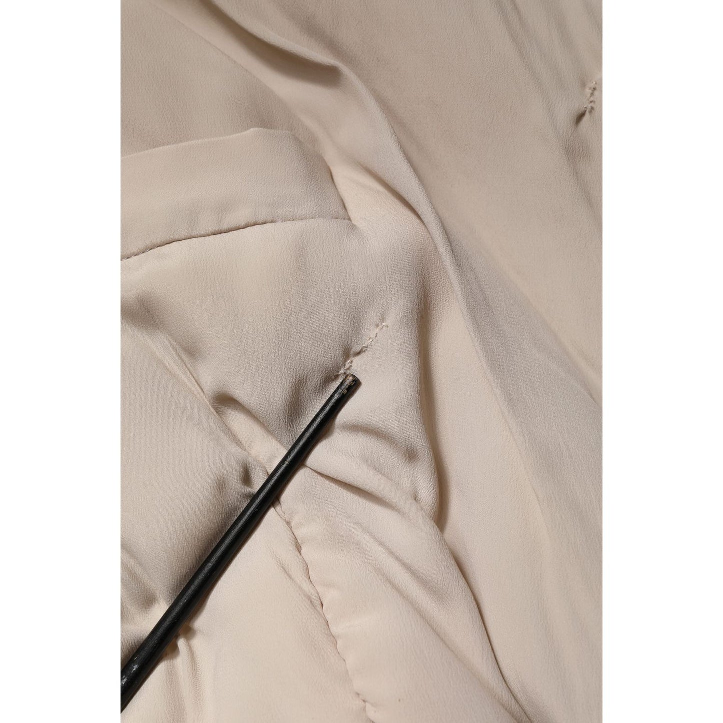 Dolce & Gabbana Beige Padded Collared Long Trench Coat Jacket