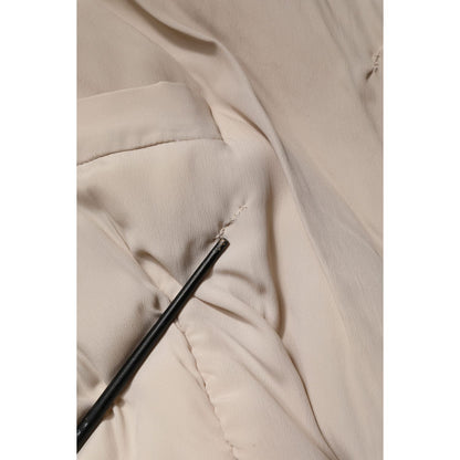 Dolce & Gabbana Beige Padded Collared Long Trench Coat Jacket