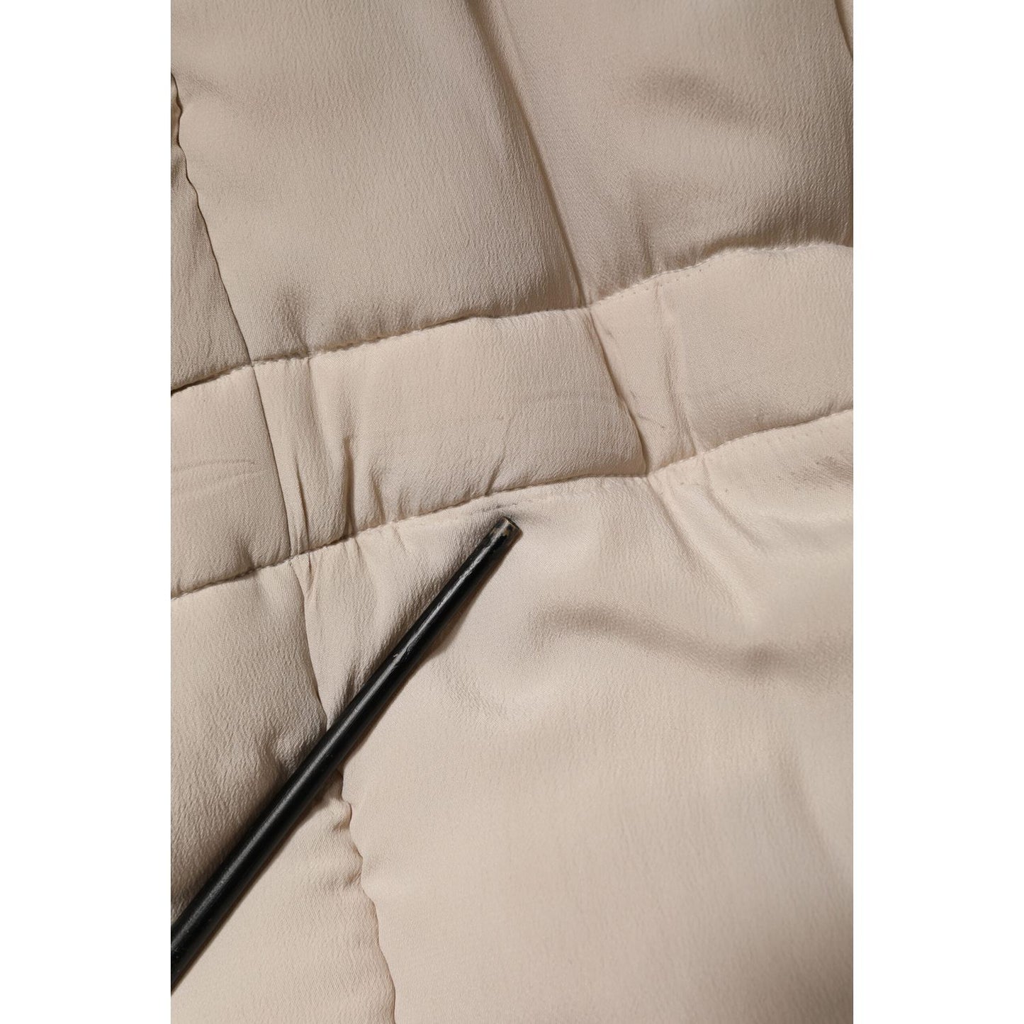 Dolce & Gabbana Beige Padded Collared Long Trench Coat Jacket
