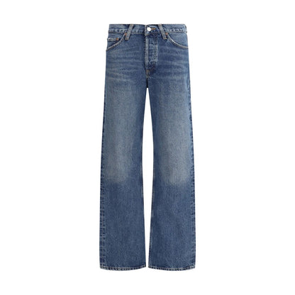 Agolde Blue Cotton Straight-Leg Jeans Agolde