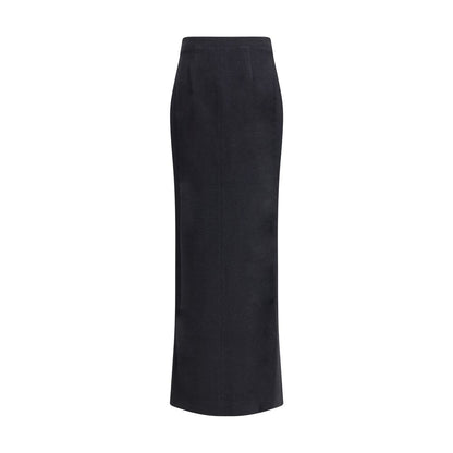 Alessandra Rich Black Fleece Wool Long Skirt Alessandra Rich