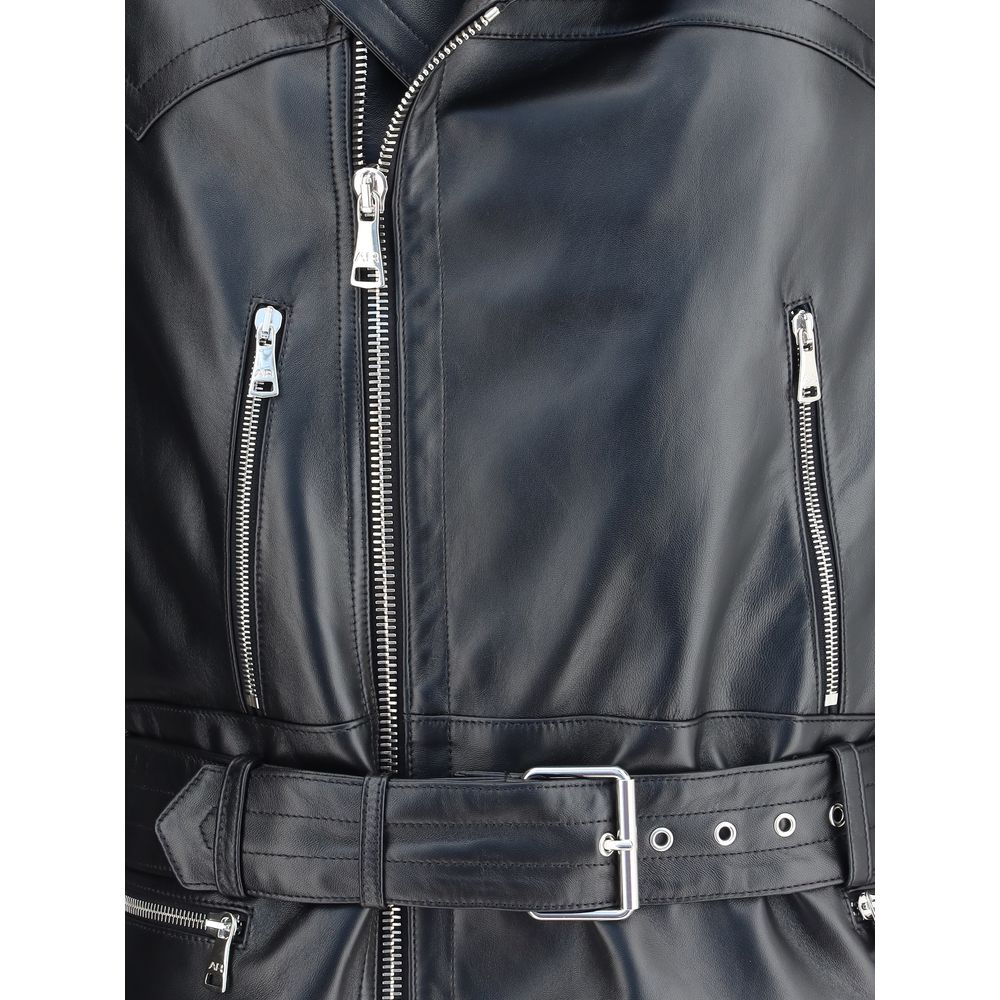 Alessandra Rich Black Leather Biker Jacket Alessandra Rich