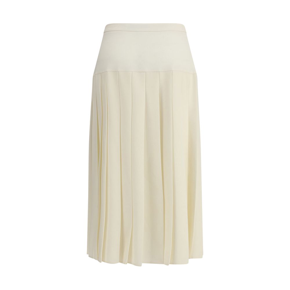 Alessandra Rich White Fleece Wool Midi Skirt Alessandra Rich