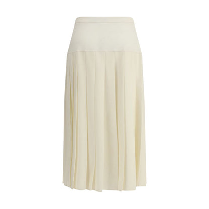 Alessandra Rich White Fleece Wool Midi Skirt Alessandra Rich