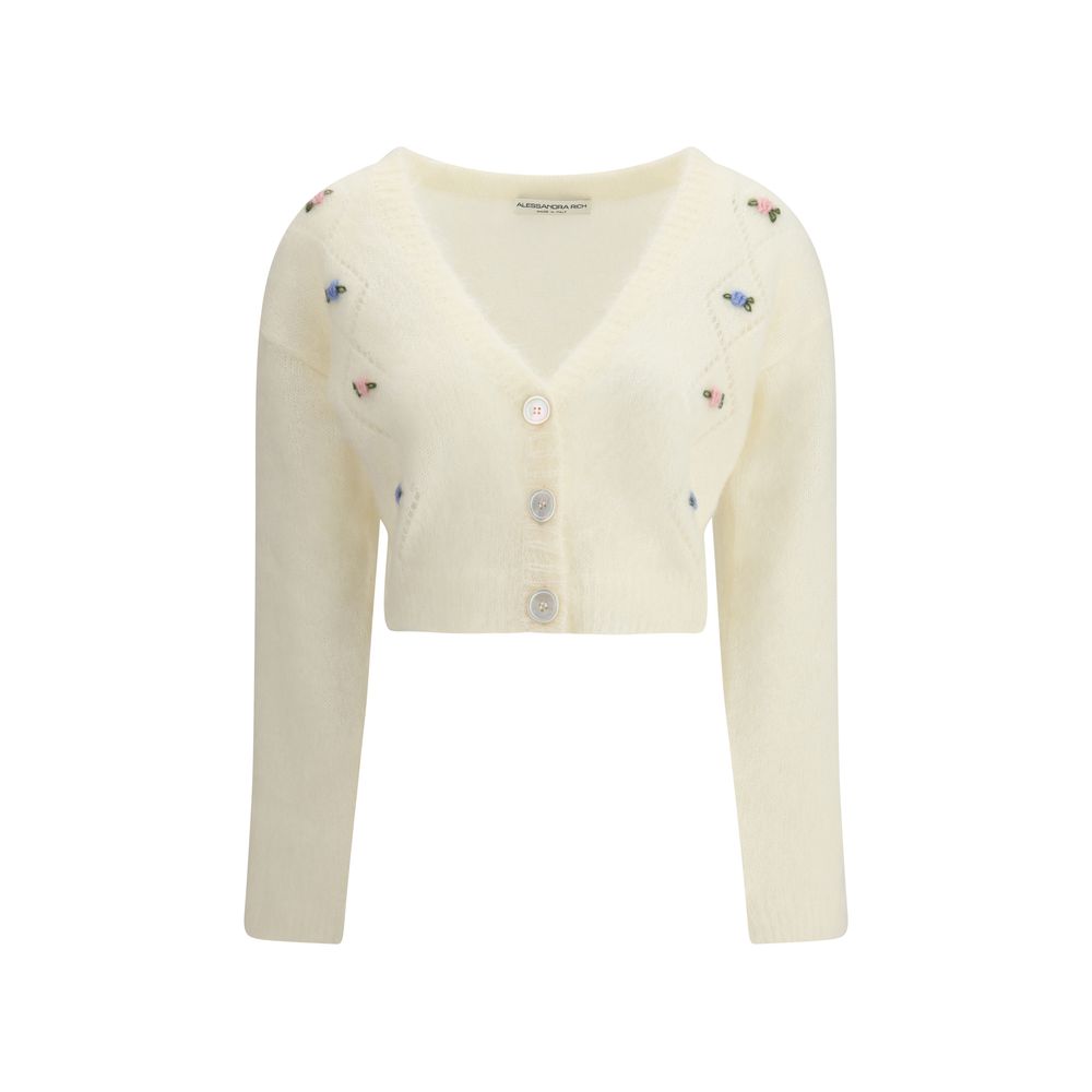 Alessandra Rich White Mohair Cardigan Alessandra Rich