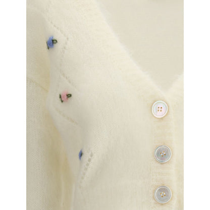 Alessandra Rich White Mohair Cardigan Alessandra Rich