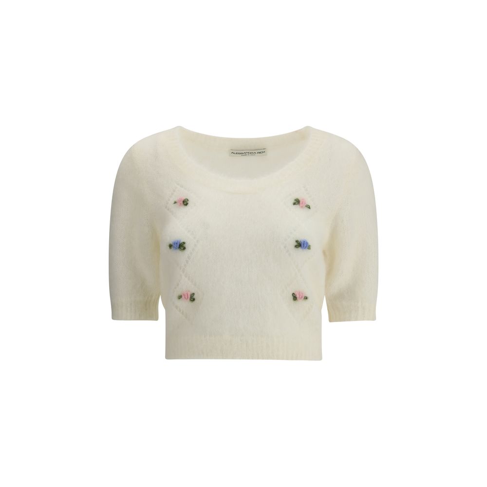 Alessandra Rich White Mohair Sweatshirt Alessandra Rich