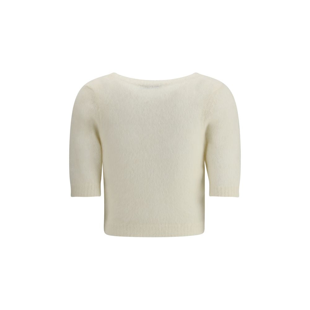Alessandra Rich White Mohair Sweatshirt Alessandra Rich