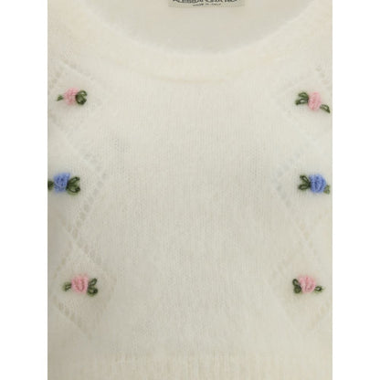 Alessandra Rich White Mohair Sweatshirt Alessandra Rich