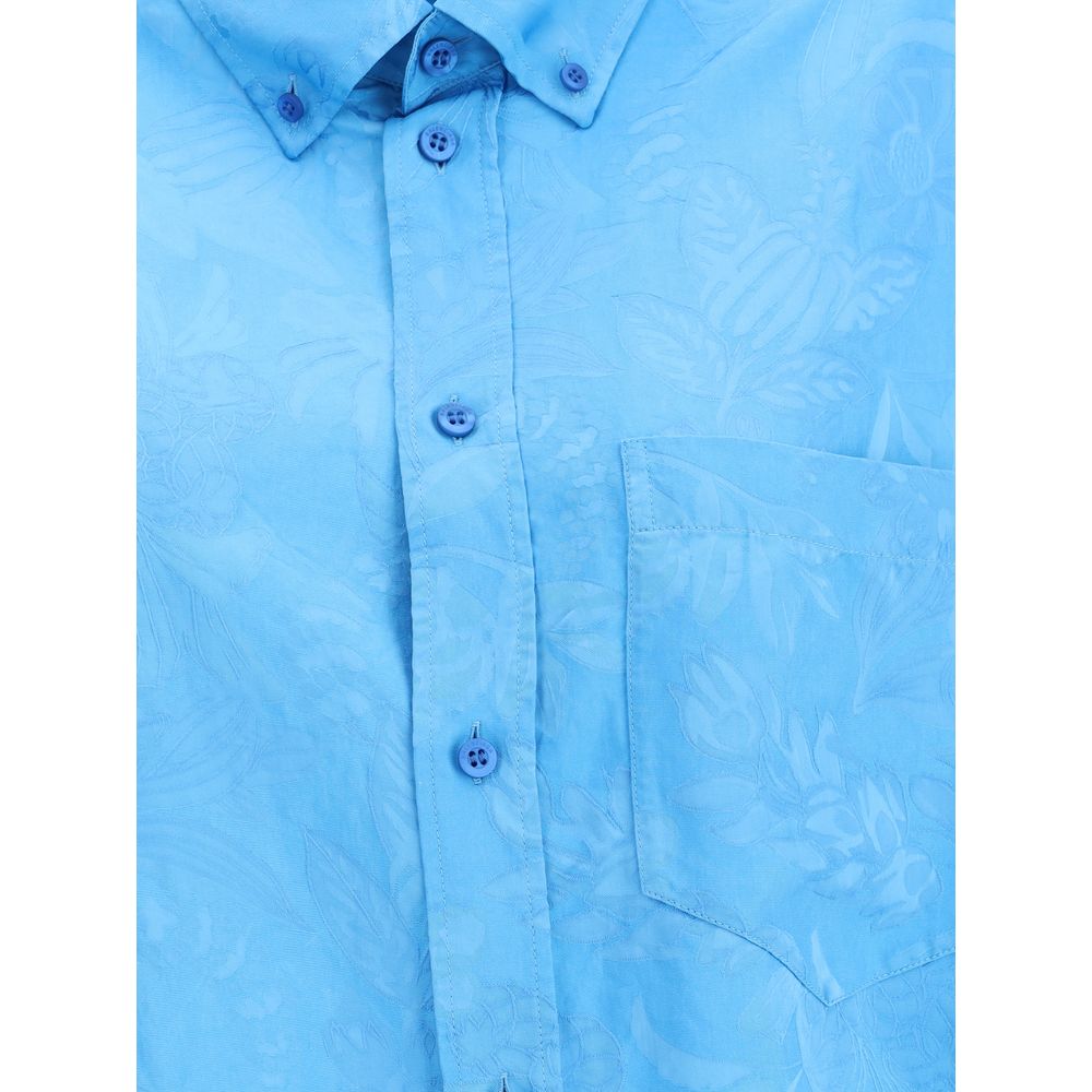 Balenciaga Blue Viscose Pattern Shirt Balenciaga