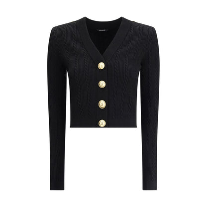 Balmain Black Viscose Cardigan Balmain
